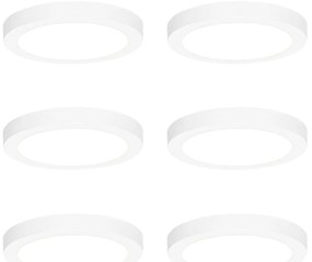 Conjunto de 6 focos embutidos ou de superfície brancos 18 cm incl. LED Dimmer de 3 níveis para quente - Trans