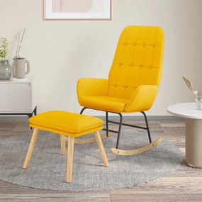 3097711 vidaXL Cadeira de baloiço com apoio de pés tecido amarelo mostarda