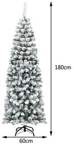 Árvore de Natal com neve de 1,8 m iluminada com 250 luzes LED quentes, 500 ramos e base metálica dobrável Verde