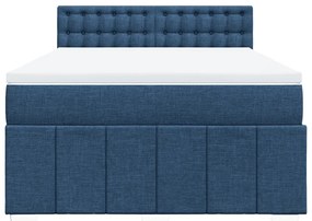 Cama com molas/colchão 160x200 cm tecido azul