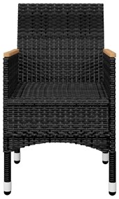 9 pcs conjunto de jantar para jardim com almofadões preto