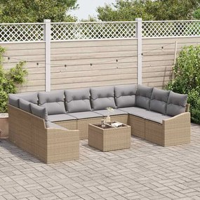Conjunto de Jantar de Jardim de 10 Peças com Almofadas em Rattan Sinté
