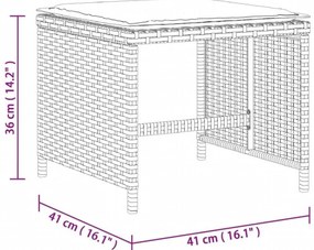 Bancos jardim com almofadões 4 pcs 41x41x36 cm vime PE castanho