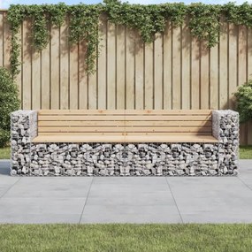 vidaXL Banco de jardim c/ design gabião 244x71x65,5 cm pinho maciço