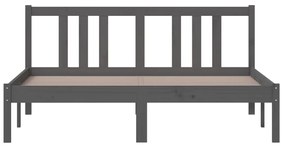 Estrutura de cama 140x200 cm madeira maciça cinzento