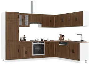 vidaXL 14 peças armário de cozinha conjunto Porto carvalho castanho