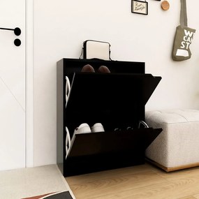vidaXL Armário p/ sapatos c/ 2 portas contraplacado 59x24x74 cm preto