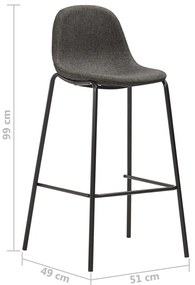 Cadeiras de bar 4 pcs tecido cinzento-escuro