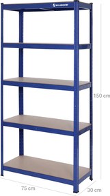 Estantes para cargas pesadas 150 x 75 x 30 cm 650 kg azul