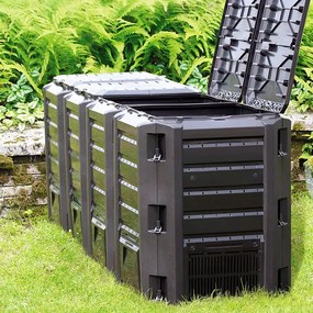 Compostor rápido plástico 1600L 261x72x83cm Preto