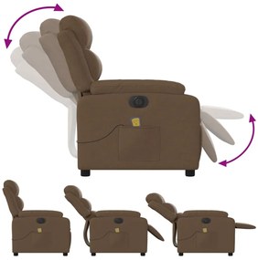 Poltrona de massagens reclinável elétrica tecido castanho