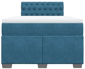Cama boxspring com colchão 120x200 cm veludo azul