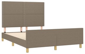 Estrutura cama cabeceira 140x190 cm tecido castanho-acinzentado