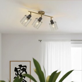 Foco de teto de design bronze com vidro transparente 3 luzes - Domo