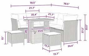 Conjunto de Sofá de Jardim de 8 Peças com Almofadas em Rattan Sintétic