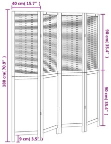 Biombo c/ 4 painéis madeira de paulownia maciça castanho-escuro