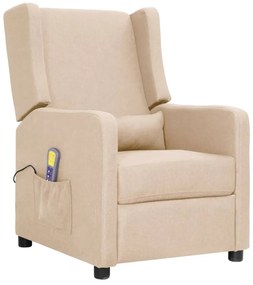 vidaXL Poltrona de massagens tecido cor creme