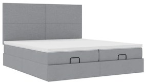 Estrutura de cama otomana com colchões tecido cinzento claro