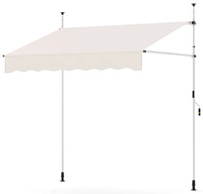 Toldo retrátil manual 2 m x 180 cm Sombra exterior ajustável sem perfuração com manivela para pátio, varanda, jardim Branco