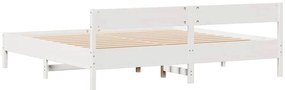 Cama sem colchão 160x200 cm madeira de pinho maciça branco