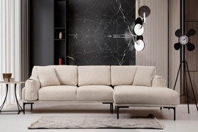 Sofá de Canto Leo Corner – Creme – 255 x 150 cm