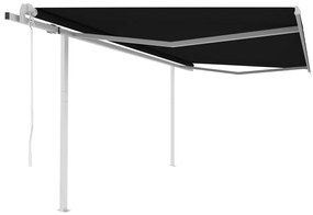 Toldo retrátil automático com postes 4,5x3,5 m antracite