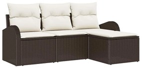 Conjunto de Sofá de Jardim vidaXL de 4 peças com Almofadas Castanho Ra