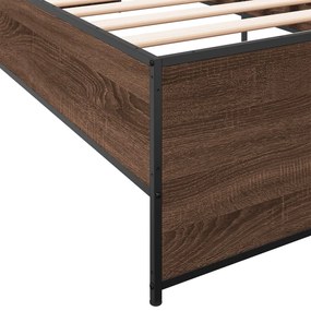 Estrutura de cama derivados de madeira/metal carvalho castanho