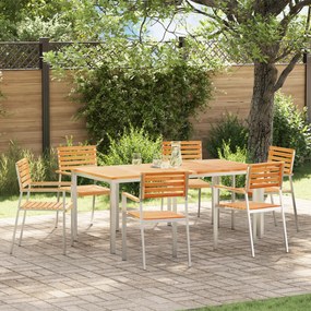 Conjunto de Jantar de Jardim vidaXL de 7 Peças de Madeira Sólida de Teca