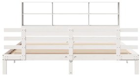 Cama com estante sem colchão 200x200 cm pinho maciço branco