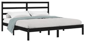 Estrutura de cama 200x200 cm pinho maciço preto