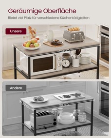 Armário de cozinha de 3 níveis 60 x 120 x 90 cm industrial preto-greige