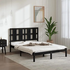 vidaXL Estrutura cama pequena casal 120x190 cm pinho maciço preto