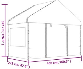 Gazebo com telhado 6,69x4,08x3,22 m polietileno branco