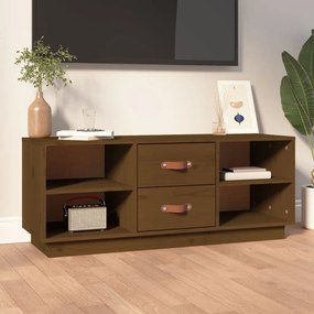818228 vidaXL Móvel de TV 100x34x40 cm madeira de pinho maciça castanho mel