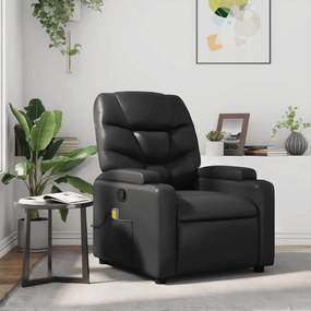 Poltrona de massagens reclinável couro artificial preto
