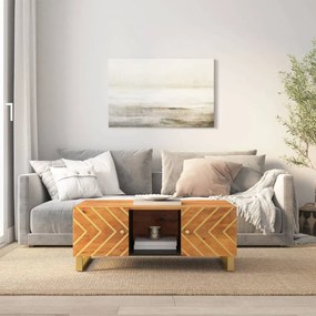vidaXL Mesa de centro 100x54x40 cm mangueira maciça castanho e preto