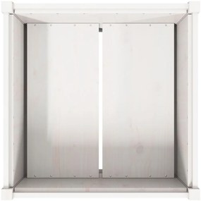 Vaso de jardim 70x70x70 cm madeira de pinho maciça branco