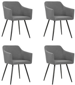 vidaXL Cadeiras de jantar 4 pcs tecido cinzento-claro
