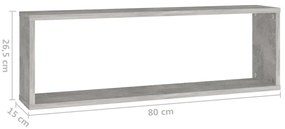 Estantes parede cúbicas 4pcs derivados de madeira cinza cimento