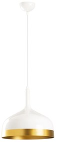 Candeeiro de Teto Saglam – Branco e Dourado – 30 cm de Diâmetro, 128 c