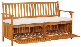 Banco de arrumação c/ almofadão 148 cm madeira de acácia maciça