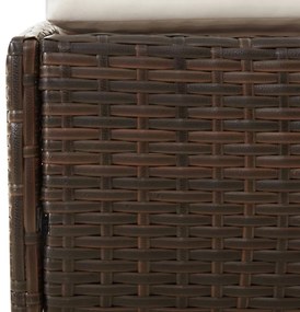 Espreguiçadeira c/ teto dobrável 200x114x128cm vime PE castanho