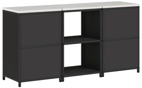 Conjunto de Armazenamento de Cozinha com prateleira 3 pcs Preto