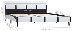 Estrutura de cama com LED 160x200 cm couro artificial branco