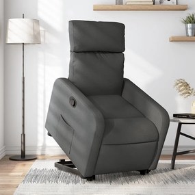 vidaXL Poltrona reclinável elevatória tecido cinzento-escuro