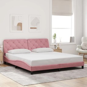 vidaXL Estrutura de cama c/ cabeceira 180x200 cm veludo rosa