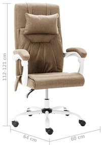 Cadeira escritório c/ função massagem tecido cinza-acastanhado