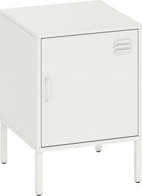 HOMCOM Mesa de cabeceira em aço, mesa auxiliar para vários fins, prateleira ajustável, para quarto, sala de estar, Branco | Aosom Portugal