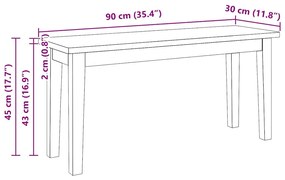 Banco 90 cm madeira seringueira maciça branco
